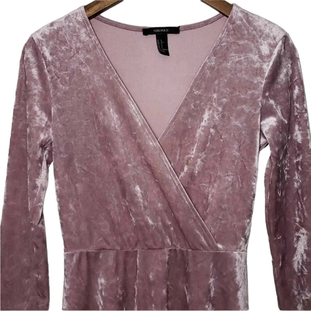F21 Fit And Flare Pink Crushed Long Sleeve Fit and Flare Mini Dress Size S - Picture 6 of 8